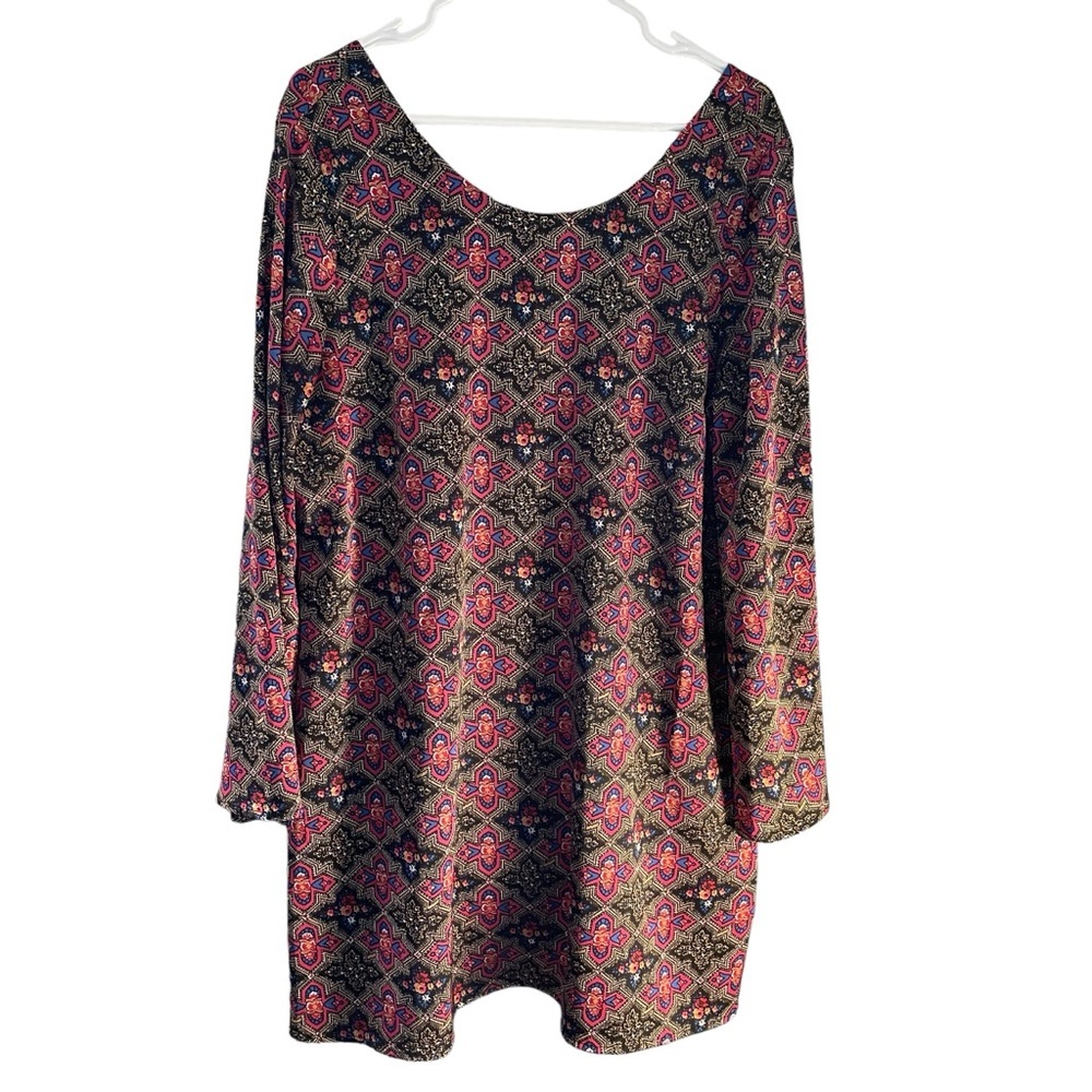 ModCloth Victorian Holiday Groove Multicolor Patterned Dress Bell Sleeves XL